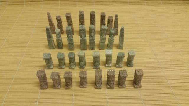 CHESS PIECES HAND CARVED FROM SOAP STONE